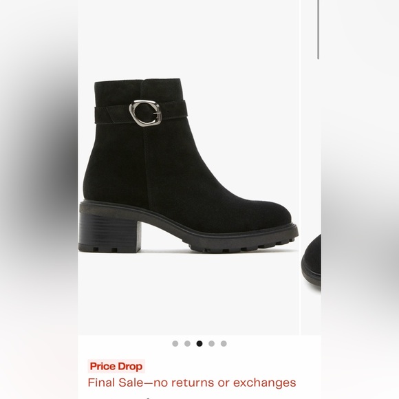 La CANADIENNE Black Suede Ankle Booties with Silver Buckle - Picture 2 of 4